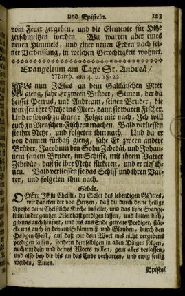 Evangelium am Tage St. Andreä/... - Lection/ in der Offenbahrung Johannis...