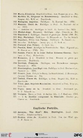 Englische Porträts (Nr.322-341)