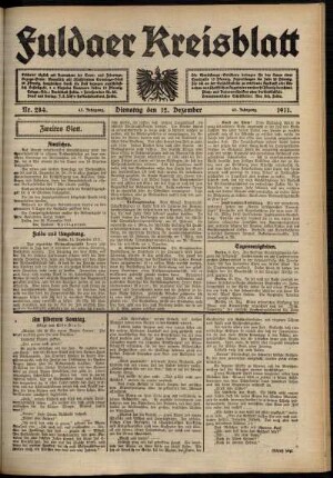 Zweite Ausgabe vom Dienstag, den 12. Dezember 1911.