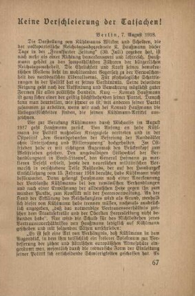 Keine Verschleierung der Tatsachen!