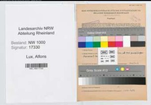 Entnazifizierung Alfons Lux, geb. 09.01.1912 (Verw.Beamter)