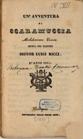 Un' avventura di Scaramuccia : melodramma comico