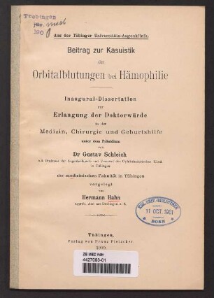 Beitrag zur Kasuistik der Orbitalblutungen bei Hämophilie