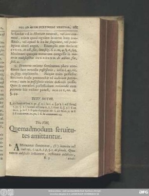 Tit. VIII. Quemadmodum servitutes ammittantur.
