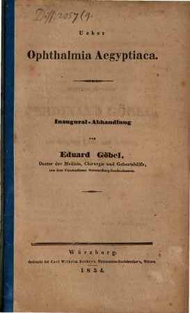 Über Ophthalmia Aegyptiaca : Inaugural-Abhandlung