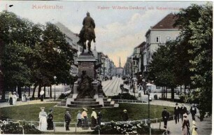 Postkartenalbum. "Karlsruhe". Kaiserplatz, Kaiser Wilhelm-Denkmal, Kaiserstraße