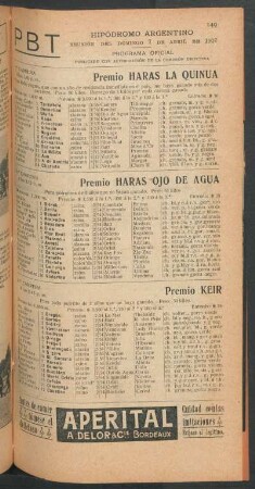 Hipódromo Argentino - Reunión del Domingo 7 de Abril de 1907 - Programa oficial