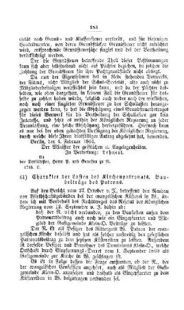 Charakter der Lasten des Kirchenpatronats. Baubeiträge des Patronats : [IV. Elementarschulwesen]
