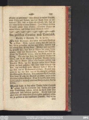 Am zwölften Sonntag nach Trinitatis. Epistel, 2 Corinth. III. v. 4 - 11.
