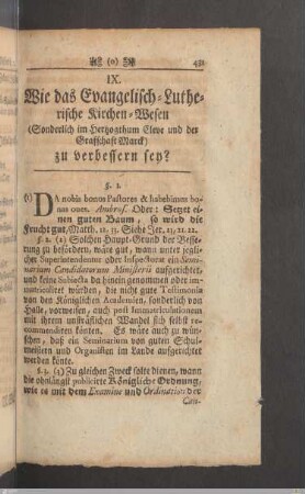 IX. Von Verbesserung des Evangelisch-Lutherischen Kirchen-Wesens