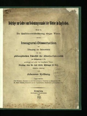 Beiträge zur Lehre vom Bedeutungswandel der Wörter im Englischen. Teil 1