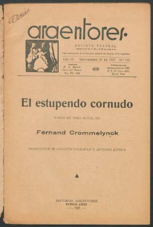 1937015300: El estupendo cornudo : farsa en tres actos