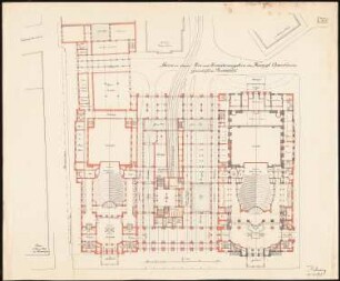 Königliche Oper (auch: Staatsoper unter den Linden, Lindenoper), Berlin Erweiterung - IV. Projekt: Grundriss in Parketthöhe