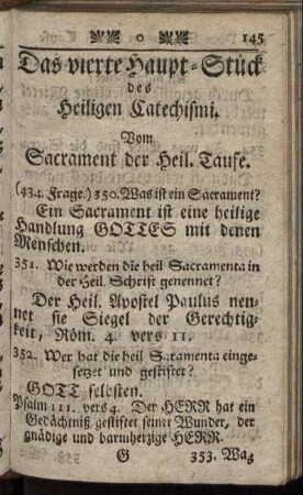Das vierte Haupt-Stück ... Vom Sacrament der Heil. Taufe.