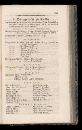 B. Obergericht zu Fulda.