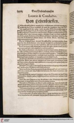 Locatio & Conductio. Von Lehenbrieffen.