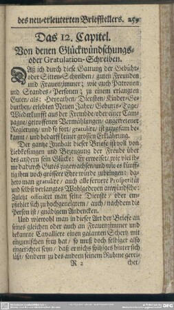 Das 12. Capitel. Von denen Glückwünschungs- oder Gratulation-Schreiben
