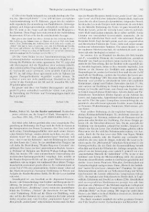 311-313 [Rezension] Fowler, Robert M., Let the reader understand