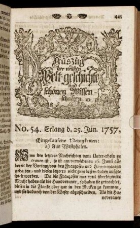 No. 54. Erlang d. 25. Jun. 1757.