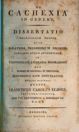 De cachexia in genere