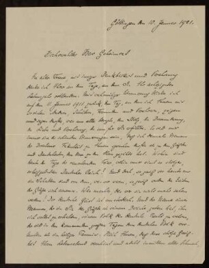 Brief von Herbert Meyer an Otto von Gierke, Göttingen, 10.1.1921