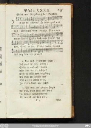 Psalm CXXX. Gebet um Vergebung der Sünden.