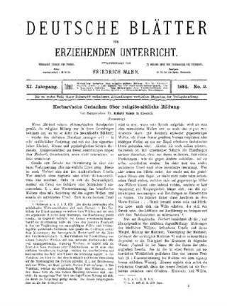 Herbart'sche Gedanken über religiös-sittliche Bildung : (Fortsetzung)