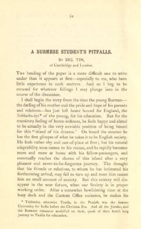 A burmese student's pitfalls
