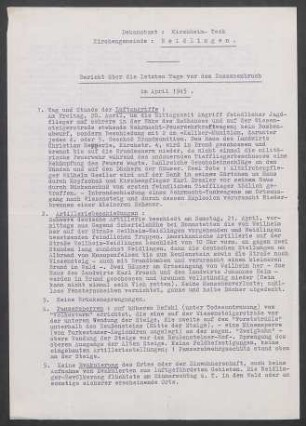 Kriegschronik der ev. Kirchengemeinde Neidlingen (Dek. Kirchheim/Teck), verfasst von Pfarrer Erwin Wieland.