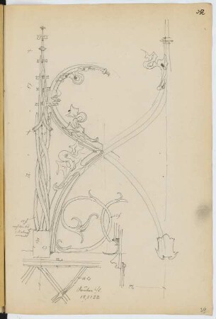Pfarrkirche Sankt Nikolaus, Hall/Tirol: Detail Chorgitter (aus: Skizzen- und Fotoalbum 13)
