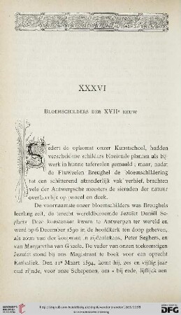 XXXVI. Bloemschilders der XVIIe EEUW