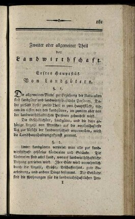 Zweiter oder allgemeiner Theil der Landwirthschaft.