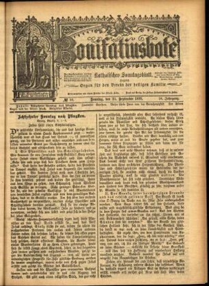 Erste Ausgabe vom Sonntag, den 24. September 1899.