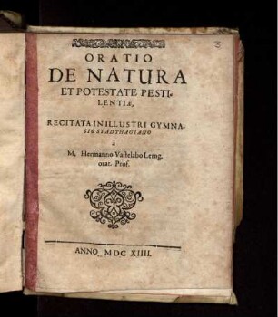 Oratio De Natura Et Potestate Pestilentiae