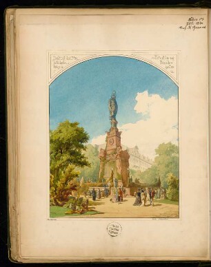 Gefallenendenkmal, Erfurt Monatskonkurrenz Juli 1874: Variante II: perspektivische Ansicht