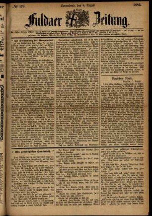 Ausgabe vom Samstag, den 08. August 1885.