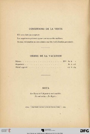 Ordre de la vacation