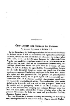 Über Denken und Schauen im Rechnen