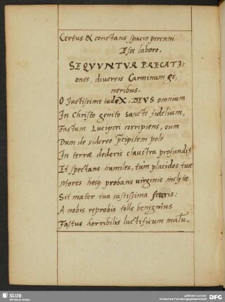 Sequuntur Precationes, diversis Carminum generibus.