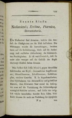 Neunte Klasse. Niesemittel; Errhina, Ptarmica, Sternutatoria.