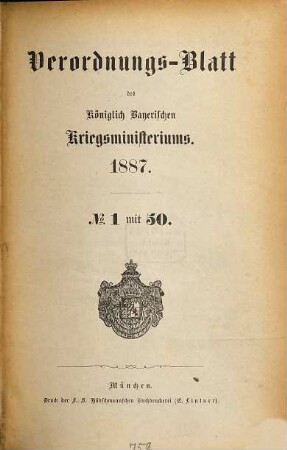 Verordnungs-Blatt. 1887