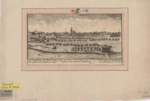Ansicht von Wittenberg, Kupferstich, vor 1782 : Prospect, der Statt Wittenberg / [F. G. Schlitterlau sc.] - [Dresden] , [vor 1782]. - 1 Kunstbl. : Kupferst. ; 25 x 12 cm