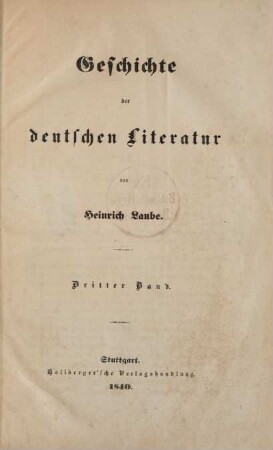Bd. 3: Geschichte der deutschen Literatur