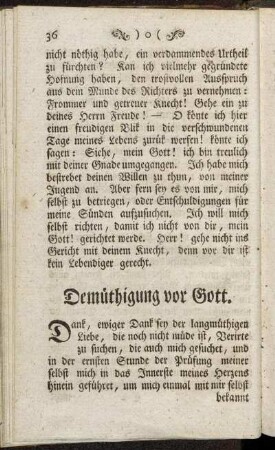 Demüthigung vor Gott.