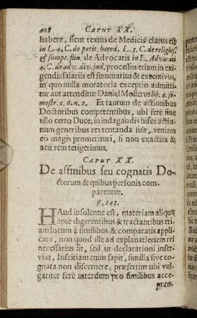 Caput XX. De affinibus seu cognatis Doctorum & quibus personis comparentur.