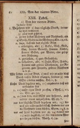 XXII. Tabell. Von der vierten Bitte. - Fragen über die 22te Tabell.
