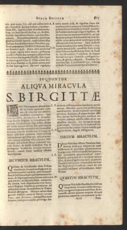 Sequuntur Aliqua Miracula S. Birgittae