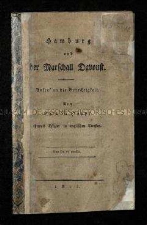 Broschüre über die französische Besatzung Hamburgs 1806-1814