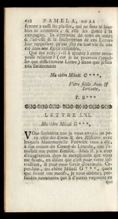 Lettre LXI. Ma Chère Miladi G***, ...