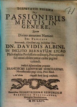 Disp. phys. de passionibus mentis in genere
